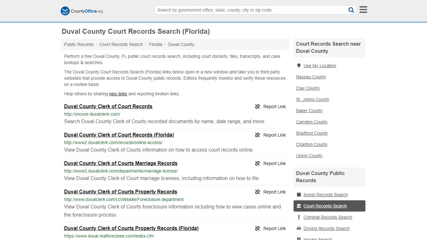 Duval County Court Records Search (Florida) - County Office